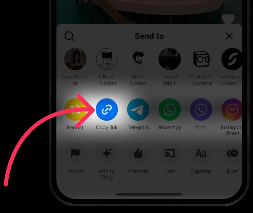 Copy TikTok link